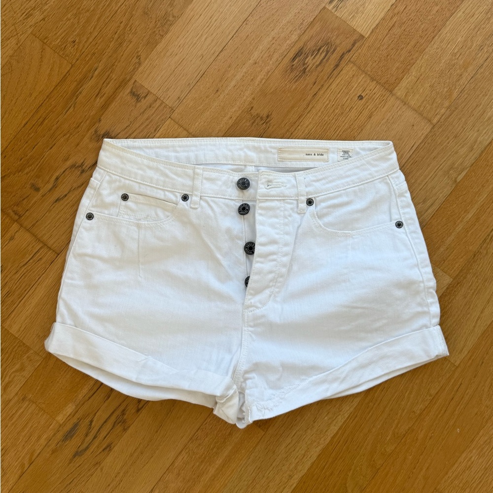 Sass & Bide White Denim Shorts Size 28